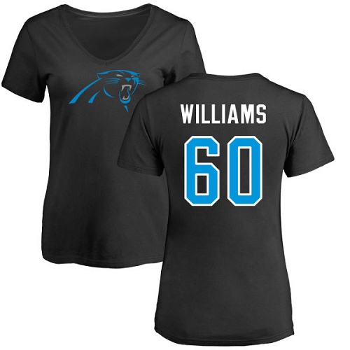 Carolina Panthers Black Women Daryl Williams Name and Number Logo Slim Fit NFL Football #60 T Shirt->carolina panthers->NFL Jersey